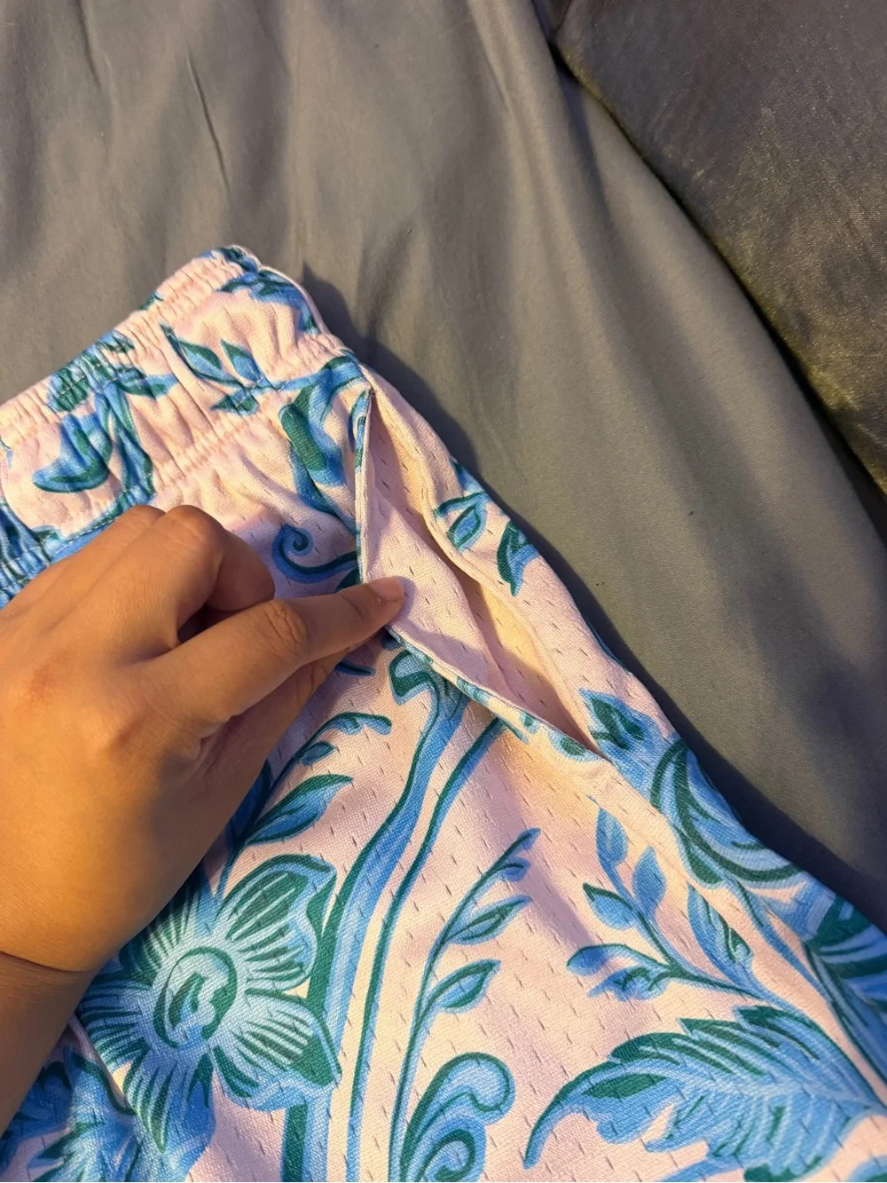 The Edition Floral Blue Print Mens Drawstring Shorts